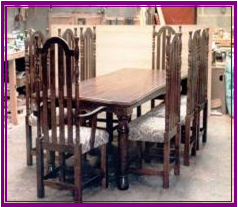 solid oak 6ft6 dining table 8 50 inch high back chairs 