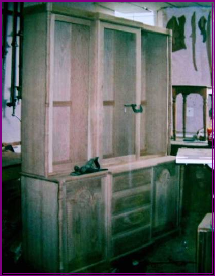 An Oak dresser underconstructon in my workshop 
next picture shows it finished 